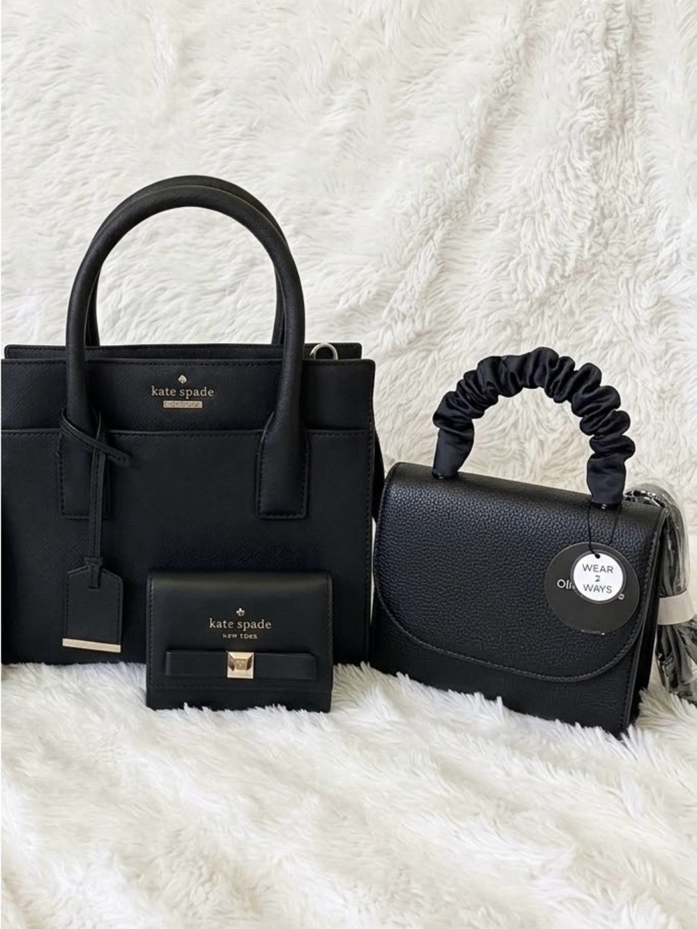 ✨Kate Spade Black Saffiano Leather Handbag & Matching Wallet Set+BONUS BAG⁠ 🖤
